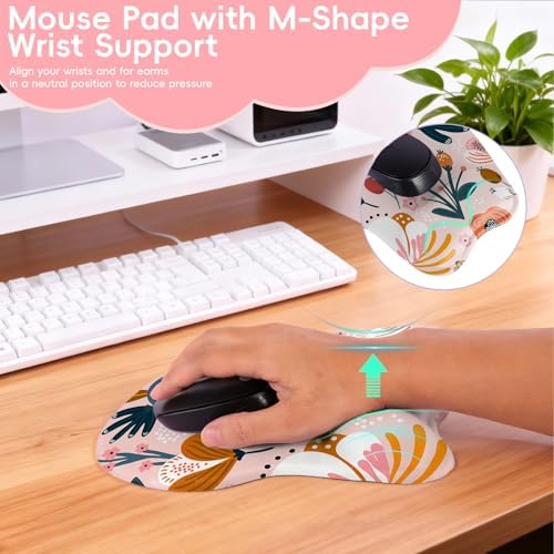 Upgrade Ergonomic Mouse Pad,Non Slip Mousepad Wrist Rest Support for Office, Computer, Laptop & Mac(B-Pink Floral)
