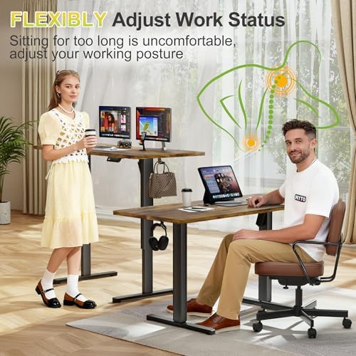Furmax 45 Inches Electric Standing Desk, Home Office Desk with Phone Holder