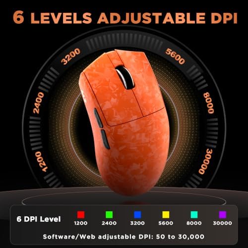 YUNZII M2 Dual 8K Wireless Gaming Mouse,PAW3395,6-Level DPI(Orange)