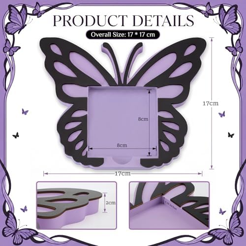 Purple Butterfly Sticky Note Holder Large Wood Notepad Dispenser