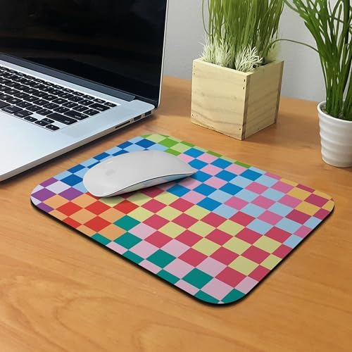 Non-Slip Rectangle Mousepad, WIRESTER Colorful Checkered Pattern S1 Mouse Pad for Home, Office and Gaming Desk