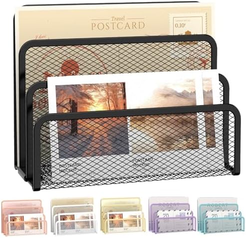 Mail Organizer Countertop for Desk, Mail File Holder with 3-Slot, Black