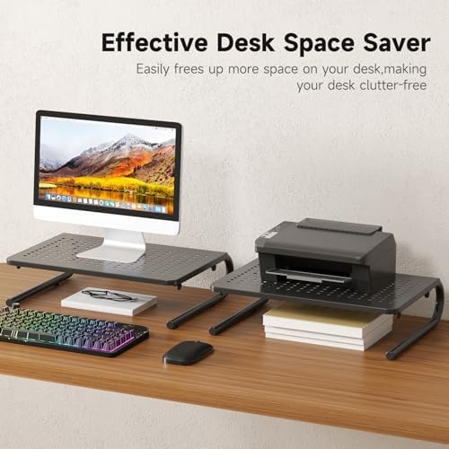 suptek Monitor Stand Riser for Computer,Laptop,Printer, Notebook and All Flat Screen Display with Vented Metal Platform and 4 Inches Height Underneath Storage (MST004-2)