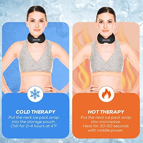 Neck Ice Pack Wrap, Reusable Cold/Hot Gel for Neck Pain, Black