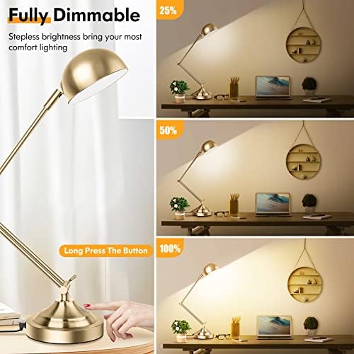 TOBUSA Architect Gold Desk Lamp, Adjustable Touch Control Vintage Desk Lamp