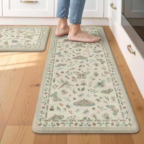 LEEVAN Anti Fatigue Kitchen Mats for Floor, Cushioned Kitchen Mat Set 2PCS