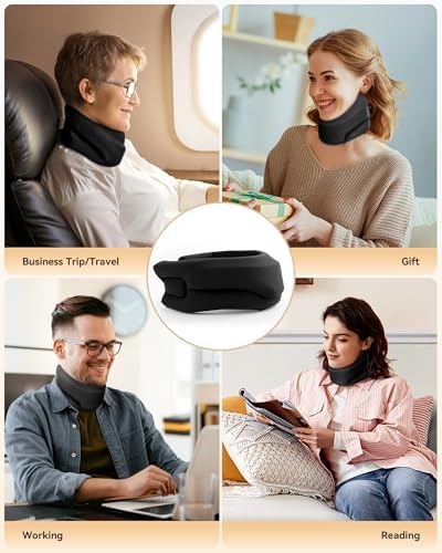 Heated Neck Brace Cervical Collar - Neck Support Brace with Heating Pad, Soft Foam Keep Vertebrae Stable and Aligned for Relief of Cervical Spine Pressure for Women & Men (Small Size) Midnight Black