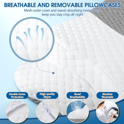 CHxxy Memory Foam Pillows, Cervical Pillow for Neck & Shoulder Pain Relief