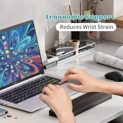 Wooden Wrist Rest, 11.8-inch Length and 22mm Thickness for Small Keyboard, Bamboo Wood Palm Rest, Ergonomic Design for Mechanical Gaming Keyboard