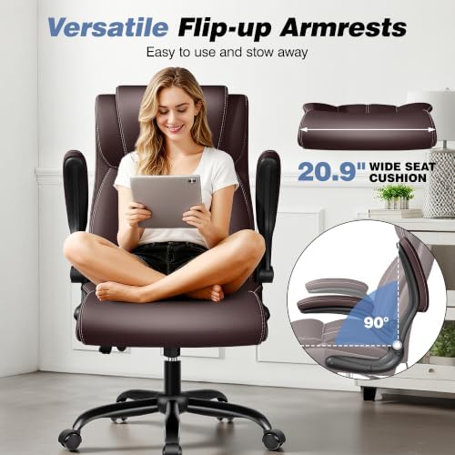BESTFAIR Ergonomic High Back Office Chair, Adjustable Lumbar, Coffee 2 Pack