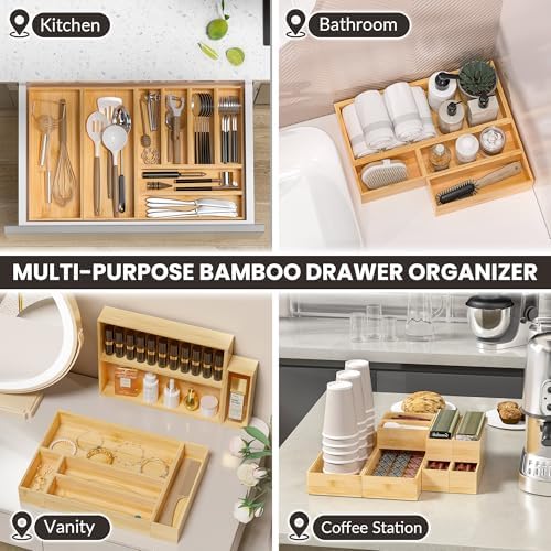 Bamboo Kitchen Drawer Organizer, Deep 2-Pack, 9" x 6" x 2.5"
