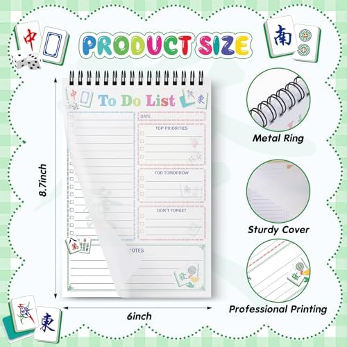 Gueevin Mahjong Gifts To Do List Notepad, Daily Planner, 50 Sheets