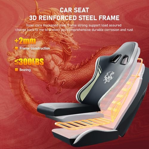 GTPLAYER Gaming Chair with Bluetooth Speakers and Footrest, Dragon Series Video Game Chair, Heavy Duty, Ergonomic, Esports Computer Office Chair, (BLUEGRAY)