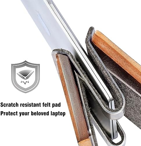 SAMDI Vertical Laptop Stand for Desk, Wooden Laptop Holder Vertical for MacBook, HP, Samsung, Chrome Book and Other Laptops(Walnut)