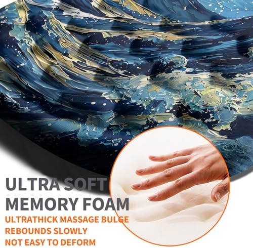 Ergonomic Joint Wrist Support Mouse Pad with Memory Foam Cushion Massage Bump, Carpal Tunnel Pain Relief Mousepad Slope Design for Wrist Rest, 11.8x7.9 in, Waves