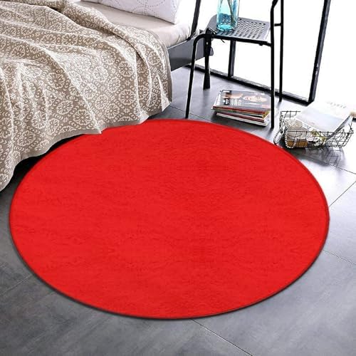 Large Round Area Rug Home Decor Modern Bathroom Rug Kitchen Office Circle Rug for Living Room Sofa Circle Cute Mat Red, 24inch