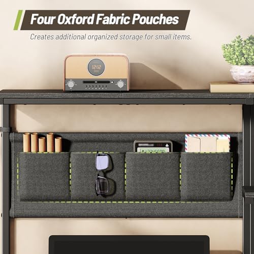 Clamp On Desk Shelf, Metal & Wooden Desktop Bookshelf & Heavy Duty Desktop Organizer, Desk Accessories,38.3" W x 33" H (Black) 999BKSSJ197