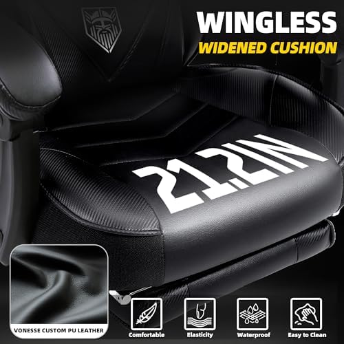 Vonesse Gaming Chair, High Back Office Chair with Footrest and Massage, Gaming Chairs for Adults with Pocket Spring Cushion, Big and Tall Reclining Computer Chair with Lumbar Support (Classic Black)