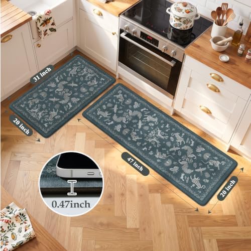 LEEVAN Anti Fatigue Kitchen Mats for Floor, Cushioned Kitchen Mat Set 2PCS