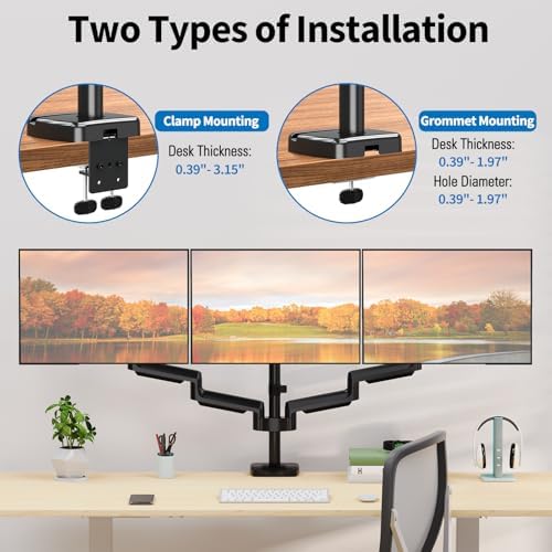 Triple Monitor Desk Mount for Computer Screens up to 32"