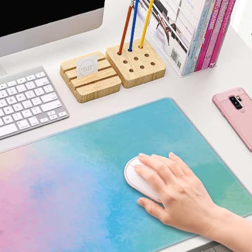 Large Gaming Mouse Pad with Stitched Edges, Watercolor Batik Desk Mat Extended Keyboard Pad, Non-Slip Rubber Base Desk Pad for Keyboard and Mouse, 31.5X11.8 inch