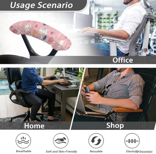 Office Chair Armrest Covers, Cartoon Cat Print Chair Arms Protector Comfy Stretch Armrest Covers Skin Friendly Office Chair Armrest Slipcovers, 2 Piece