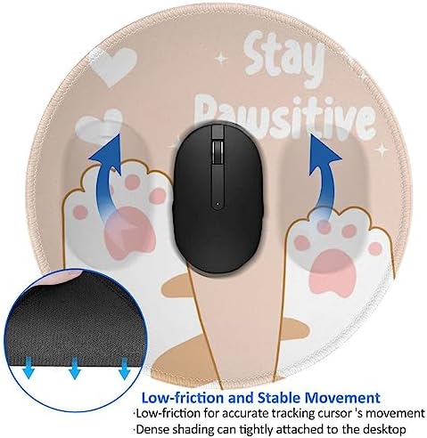 Cute cat paw Love Heart cat Mouse pad Cute,Gaming Mouse pad Small Non-Slip Round Mouse Pads for Wireless Mouse,Laptop,Desk