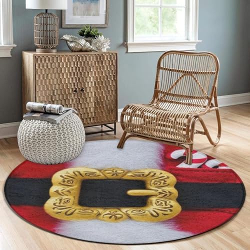 Men's Large Home Decor Mat, Soft Round Yoga Carpet, Non Slip Machine Washable Home Office Circle Rug Christmas Santa Claus Costume