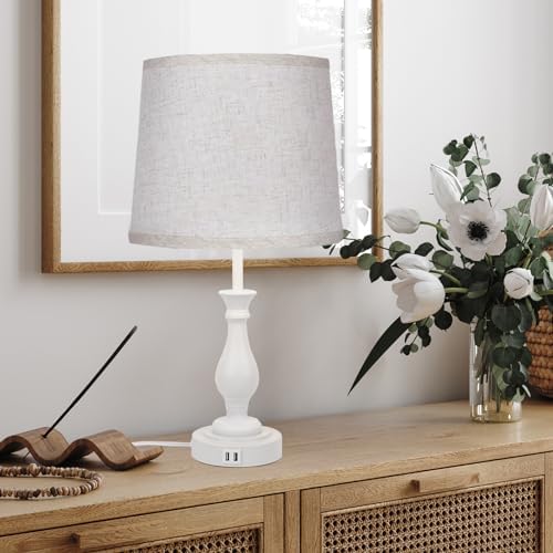 LALISU Farmhouse Table Lamp Touch Control 3-Way Table Lamp with USB Charge