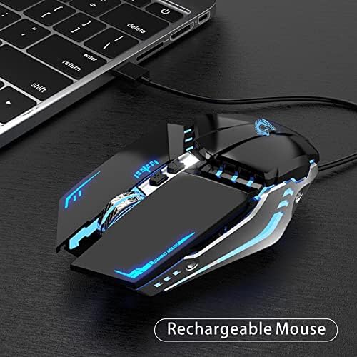 TENMOS T12 Wireless Gaming Mouse, Silent Rechargeable Computer Mice-Black