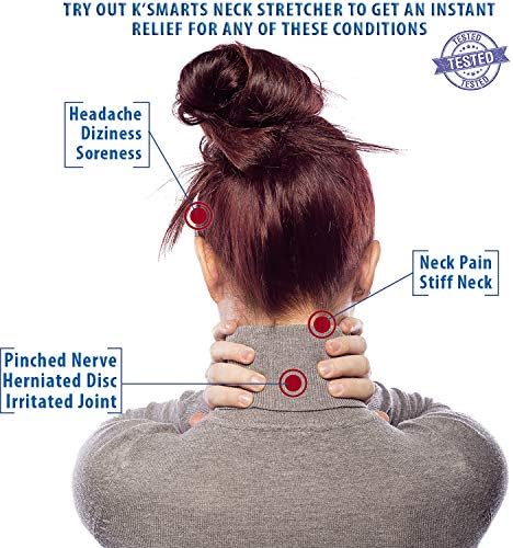 Pinched Nerve Neck Stretcher Cervical Traction Device for Home Pain Treatment | Inflatable Spinal Decompression Collar Unit Muscle Strain Injury Relief | Herniated Disc Problems Remedy Kit (Blue)