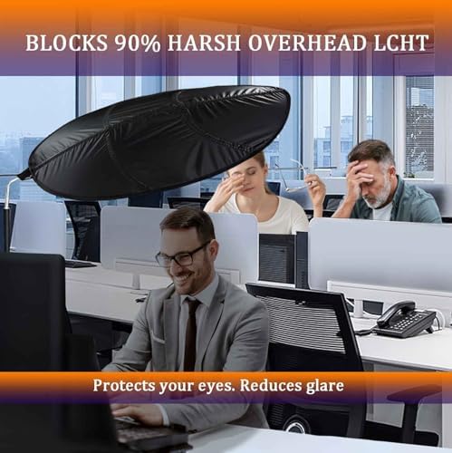 Office Cubicle Shade Cubicle Desk Light Shield to Block Anti-Glare Cover Light Sensitive Professionals Cubicle Light Quick Install Shading Light Shade with Clamp (Black Leaf)