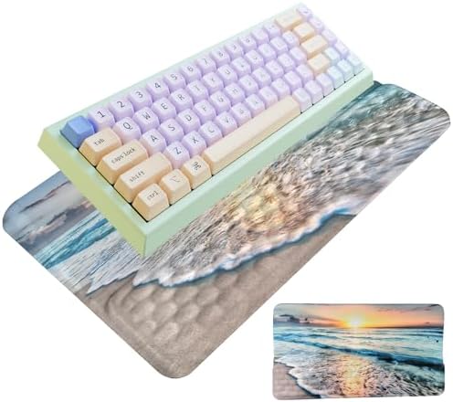 Computer Keyboard Stand Pad with Wrist Rest Easy Typing Wrist Rest Support with Comfortable Wrist Pad Ergonomic Tilted Keyboard Riser Holder for Desktop Office Home School Ocean Beach