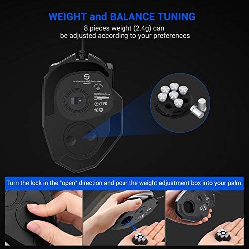 UtechSmart Venus Pro Wired MMO Gaming Mouse - 16400 DPI RGB