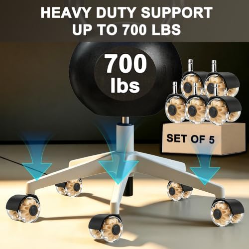 2" Caster Wheels Set of 5, Heavy Duty Office Chair Wheels