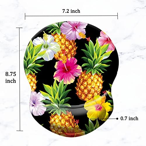 Mouse Pad with Ergonomic Gel-Filled Wrist Rest and Non-Slip PU Base, Comfortable & Accurate Computer Mouse Pad with Support for Home Office Working Studying (Pineapple)