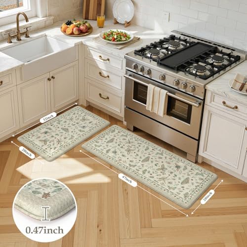 LEEVAN Anti Fatigue Kitchen Mats for Floor, Cushioned Kitchen Mat Set 2PCS