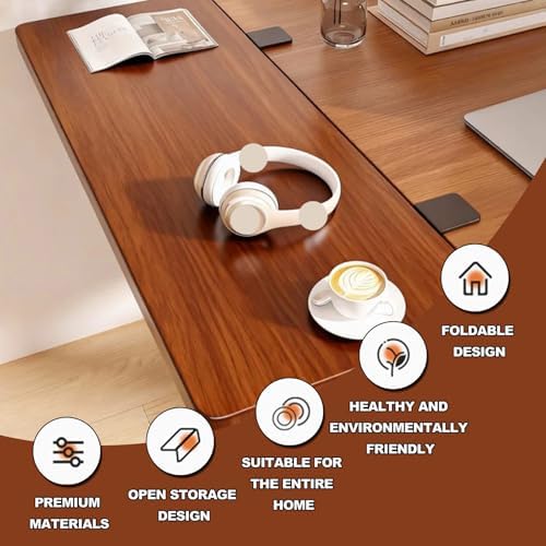 Brown,70 * 20,Desk Extender Tray, 27.5" x 7.8" Clamp On Desk Shelf, Desk Extension with Rounded-Edge, Table Desk Arm Rest, Clamp On Keyboard Tray for Office and Home, Workstation Organizer