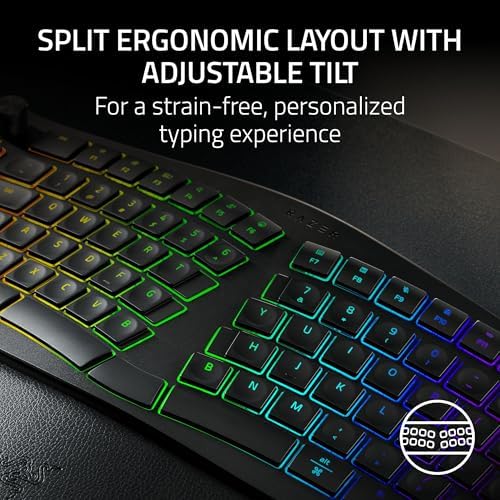 Razer Pro Type Ergo Wireless Split RGB Keyboard, Black (Renewed)