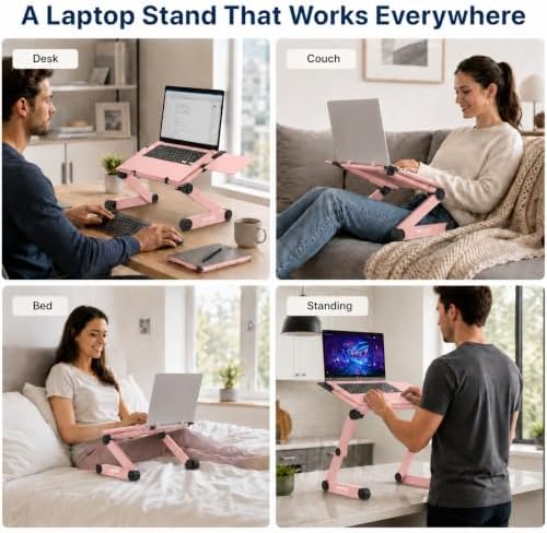 Uncaged Ergonomics Adjustable Laptop Stand for Desk, Cooling Riser (Pink)