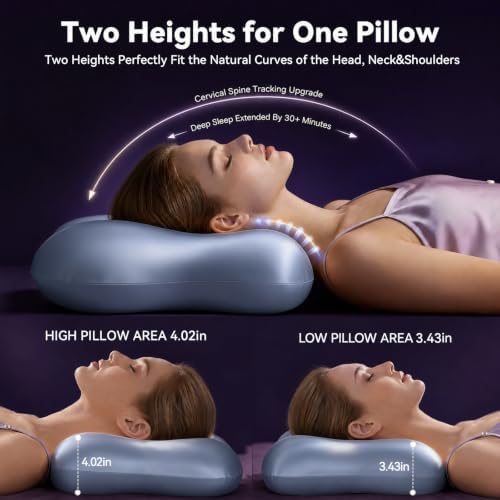 Dayme Cooling Cervical Neck Pillow – Contour Memory Foam Pillow, Blue