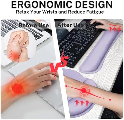 Britimes Ergonomic Mouse Pad Set with Wrist Rest, Purple
