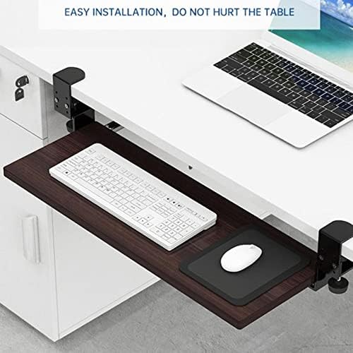 Desk Keyboard Holder,Computer Keyboard Stand, C Clamp Keyboard Tray,Clamp-on Shelf Pull Out Platform, Height Adjustable Keyboard Platform Under Desk (White 55cm)