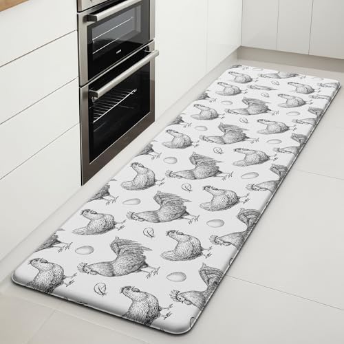 Farmhouse Chicken Kitchen Decor Mat, Extra Long Anti Fatigue Mat