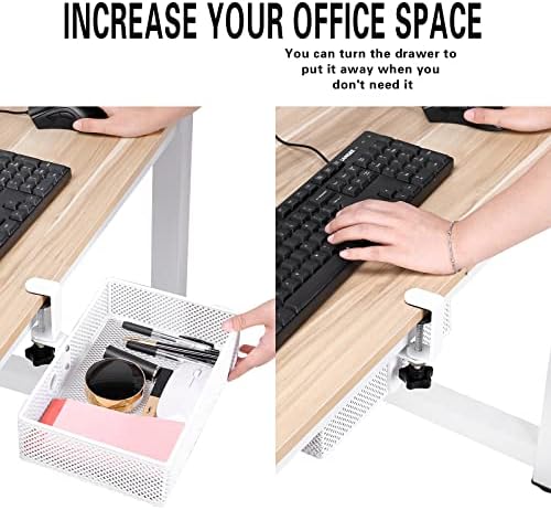 Under Desk Drawer, Clamp on Desk Organizer Hanging Desk Storage Under Table