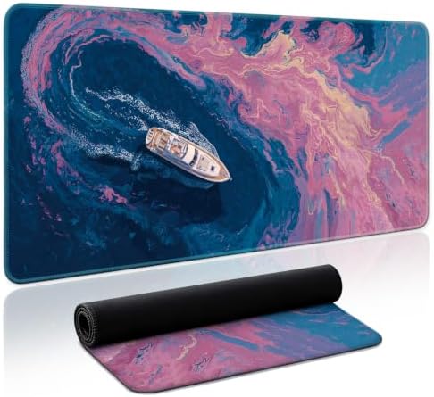 Aesthetic Desk Mat, Cute Vivid Sea Desk Pad Protector for Work & Decor, 35.4" x 15.7", Pretty Non-Slip Extended Mouse Pad for Office or Home