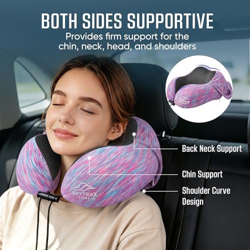 SkytraxComf® Travel Neck Pillow with Hood for Privacy on Long Flights