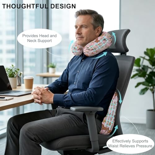 Travel Pillows U Shape Memory Foam Pink Flower Horse Plane Neck Pillows Head Support Comfort Portable Floral Animal Headrest Neck Pillow for Airplane Car Office Home Chair Sleeping Napping Rest