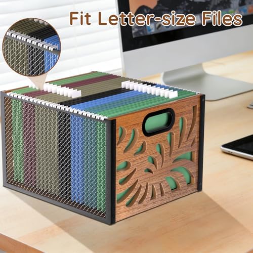 Wood File Box,Hanging File Organizer,File Storage Box Bin for Letter Size