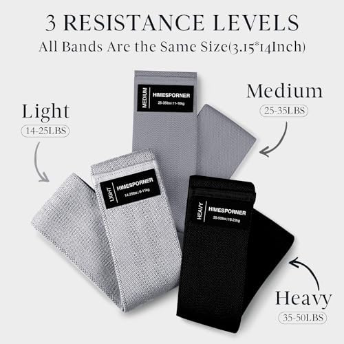 HIMESPORNER Wide Fabric Resistance Bands for Working Out 3 Level